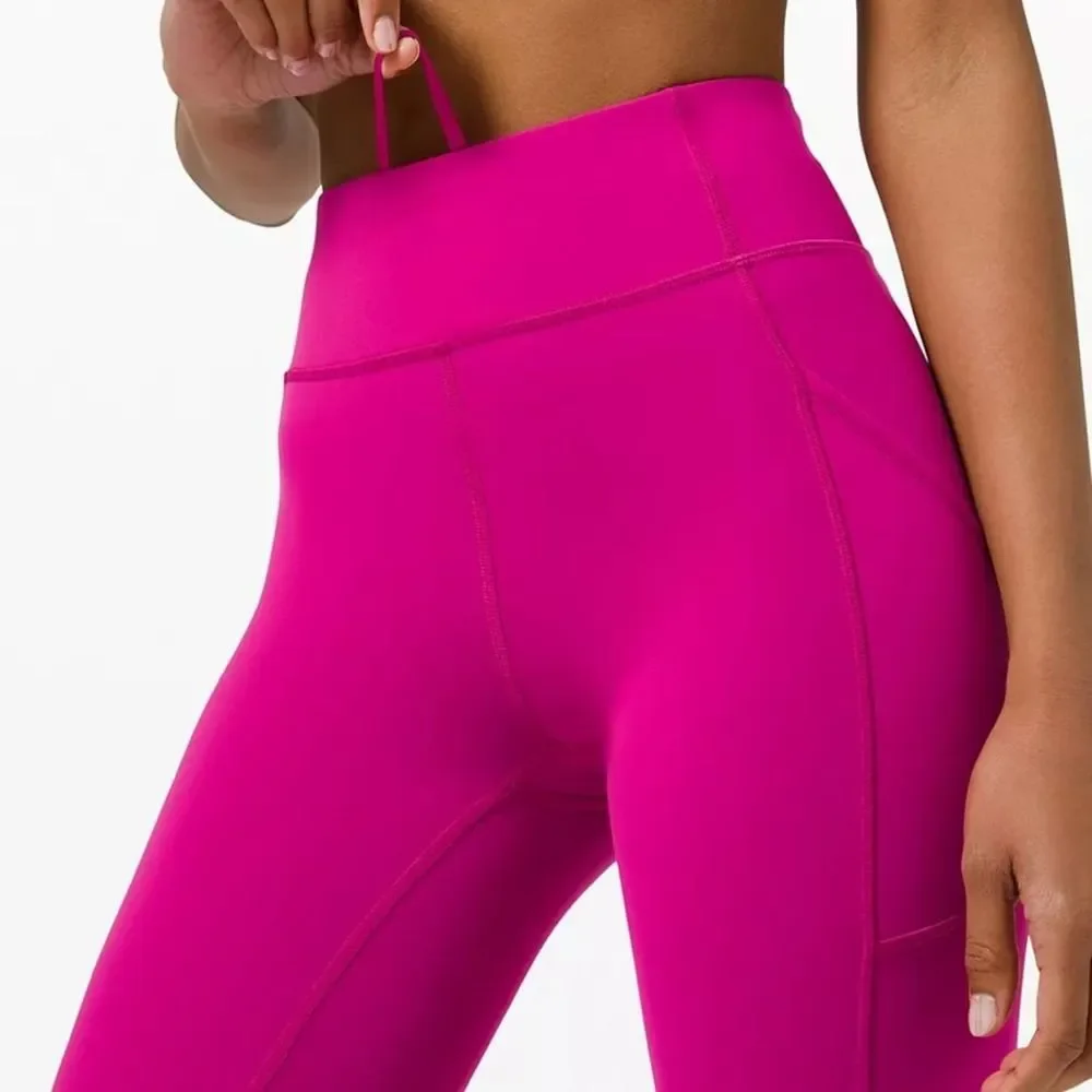 Lululemon Invigorate High Rise Tights 25” Leggings Barbie Pink - Picture 4 of 8